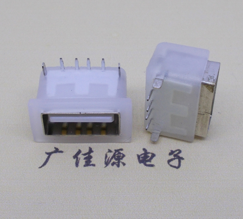 上海卧式后两脚DIP插板USB AF 2.0防水母座,反向插A公头连接器
