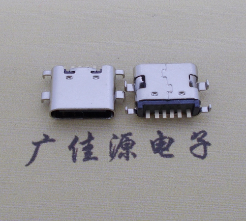 上海简易充电type c6P母座沉板1.6mm接口