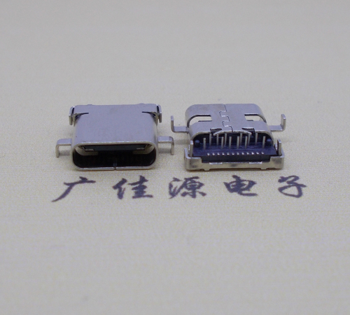 上海卧式沉板usb 3.1 type-c24p母座,端前插后贴smt连接器