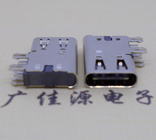 上海侧插USB3.1接头座子.90度type-c母座.6p侧插连接器